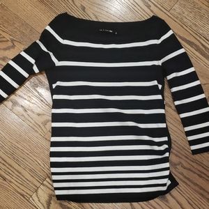 Rag & Bone knit ¾" sleeve b/w striped top